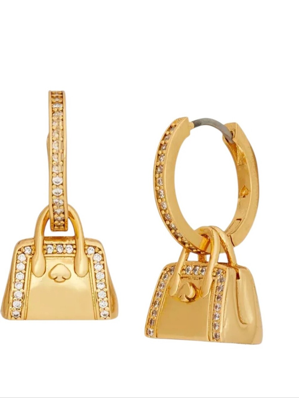 Kate Spade Gold Mini Handbag Charm Hoop Earrings